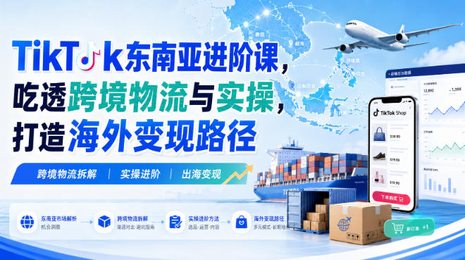 TikTok东南亚进阶课，吃透跨境物流与实操，打造海外变现路径 - 寻创社