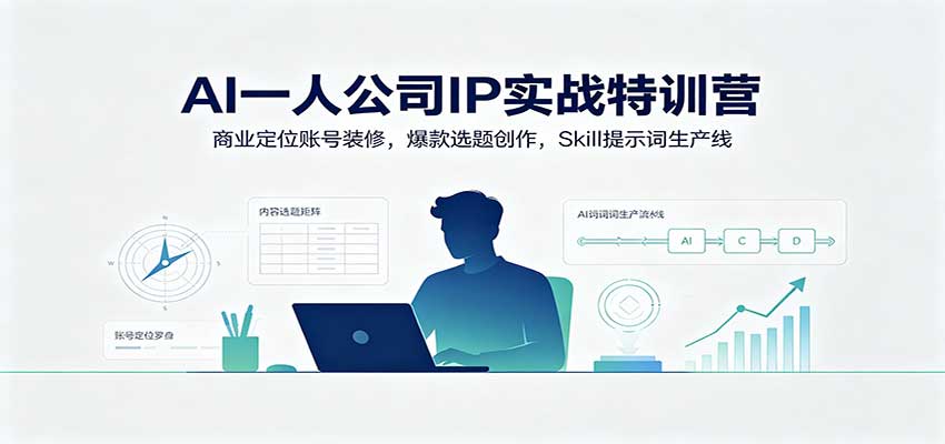 AI一人公司IP实战特训营：商业定位账号装修，爆款选题创作，Skill提示词生产线 - 寻创社