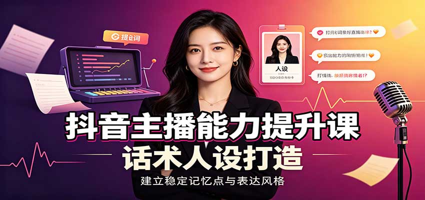 抖音主播能力提升课：账号底层逻辑，直播间搭建调试，话术人设打造全套教学 - 寻创社