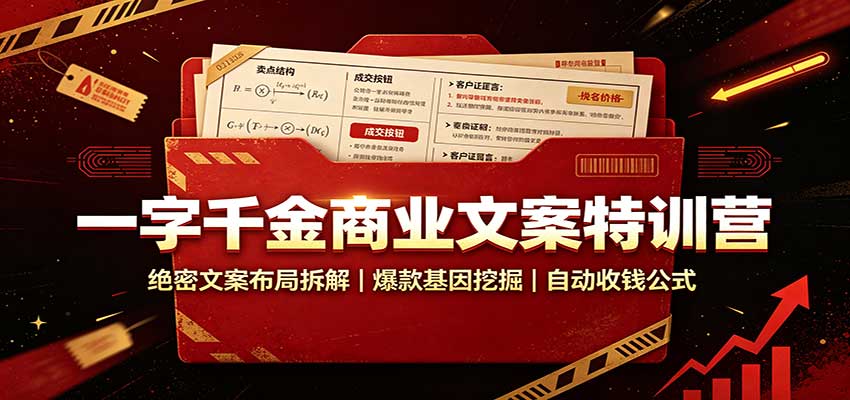 一字千金商业文案特训营：绝密文案布局拆解，爆款基因挖掘，自动收钱公式 - 寻创社