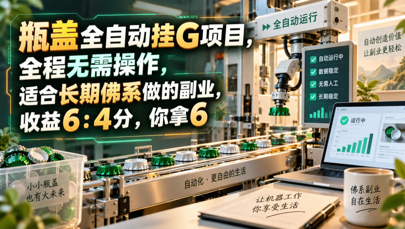 瓶盖全自动挂G项目，全程无需操作，适合长期佛系做的副业，收益6：4分，你拿6【揭秘】 - 寻创社