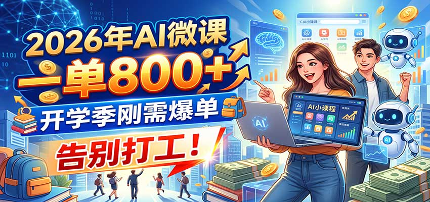 2026年AI微课,一单800+,开学季刚需爆单,告别打工! - 寻创社