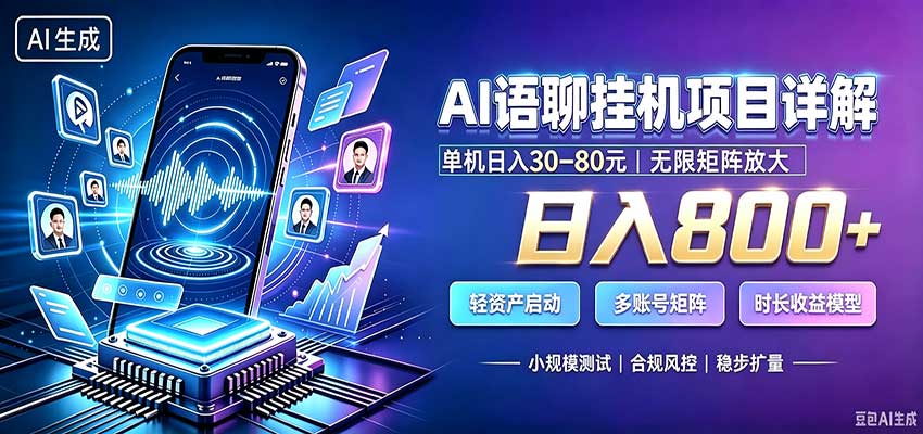 AI语聊挂机，日入800+，适用个人副业，工作室矩阵操作 - 寻创社