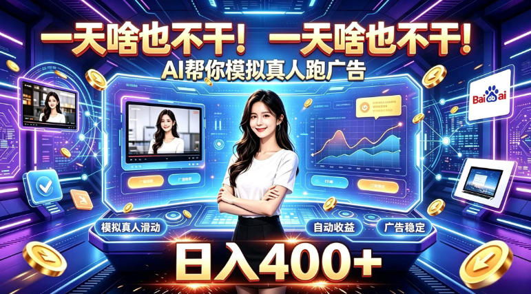 一天啥也不干！AI帮你模拟真人跑广告，稳定日入400+，实现真正被动变现【揭秘】 - 寻创社