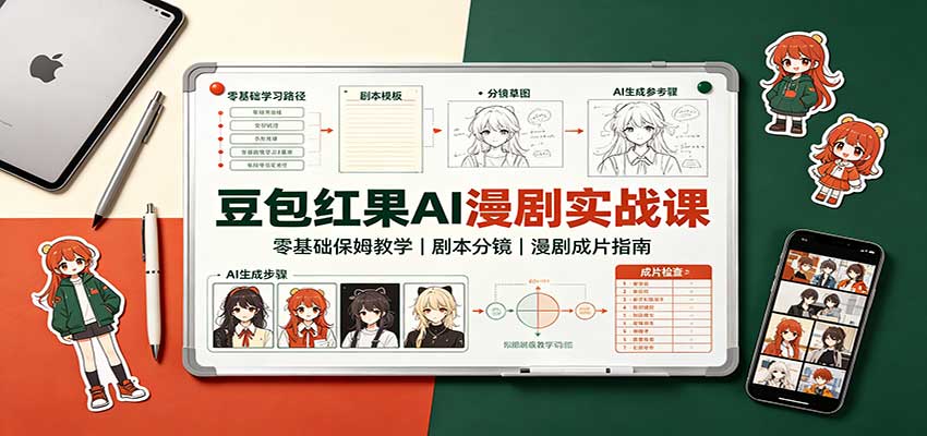 豆包红果AI漫剧实战课：零基础保姆教学，剧本分镜，漫剧成片指南 - 寻创社