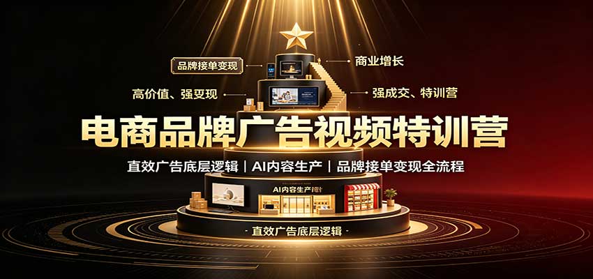 电商品牌广告视频特训：直效广告底层逻辑，AI内容生产，品牌接单变现全流程 - 寻创社