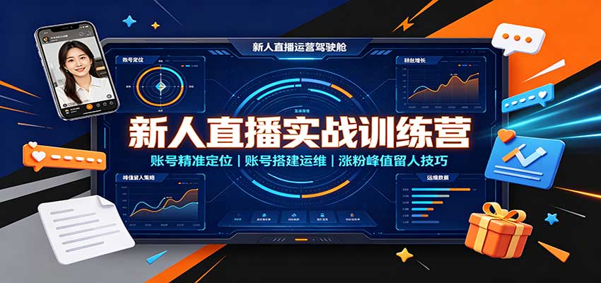 新人直播实战训练营：账号精准定位，账号搭建运维，涨粉峰值留人技巧 - 寻创社