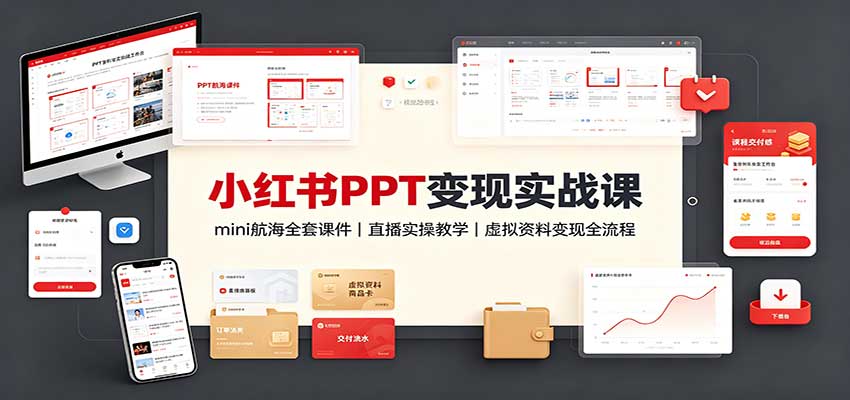 小红书PPT变现实战课：mini航海全套课件+直播实操教学，虚拟资料变现全流程 - 寻创社