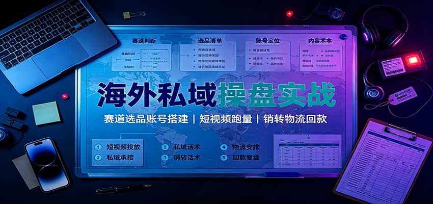 海外私域操盘实战：赛道选品账号搭建，短视频跑量，销转物流回款 - 寻创社