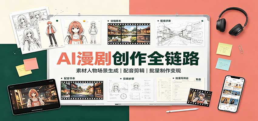 AI漫剧创作全链路：素材人物场景生成，配音剪辑，批量制作变现 - 寻创社
