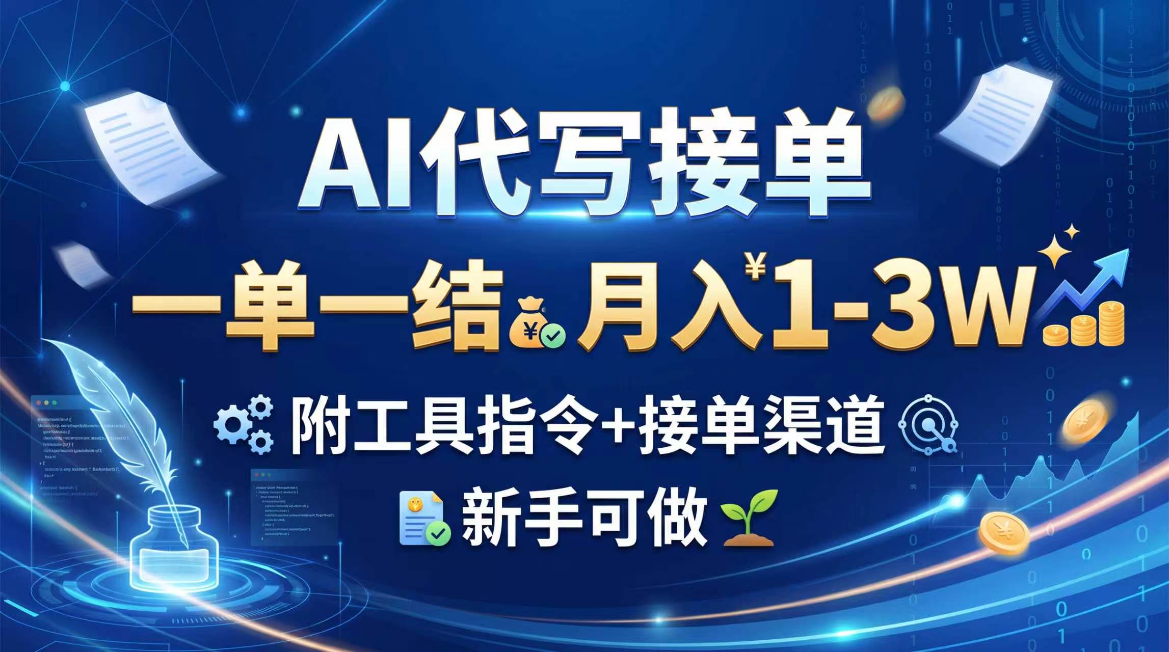 AI代写接单，一单一结，月入1-3W，附工具指令+接单渠道，新手可做 - 寻创社