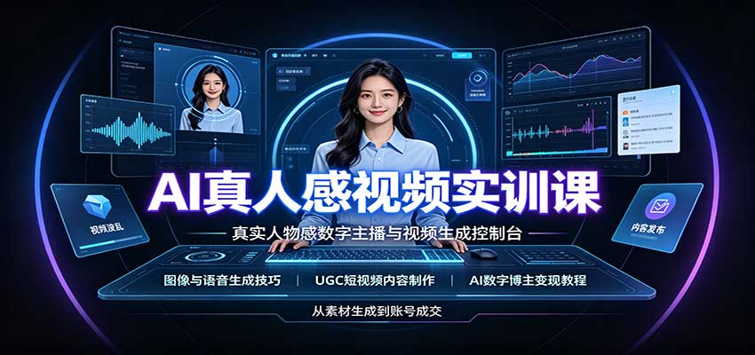 AI真人感视频实训课：图像语音生成，UGC内容制作，AI数字博主变现教程 - 寻创社