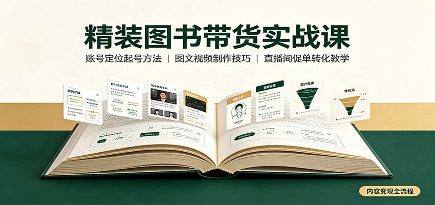 精装图书带货实战课：账号定位起号方法，图文视频制作，促单转化教学 - 寻创社