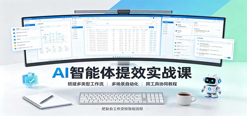 AI智能体提效实战课：搭建多类型工作流，多场景自动化，跨工具协同教程 - 寻创社