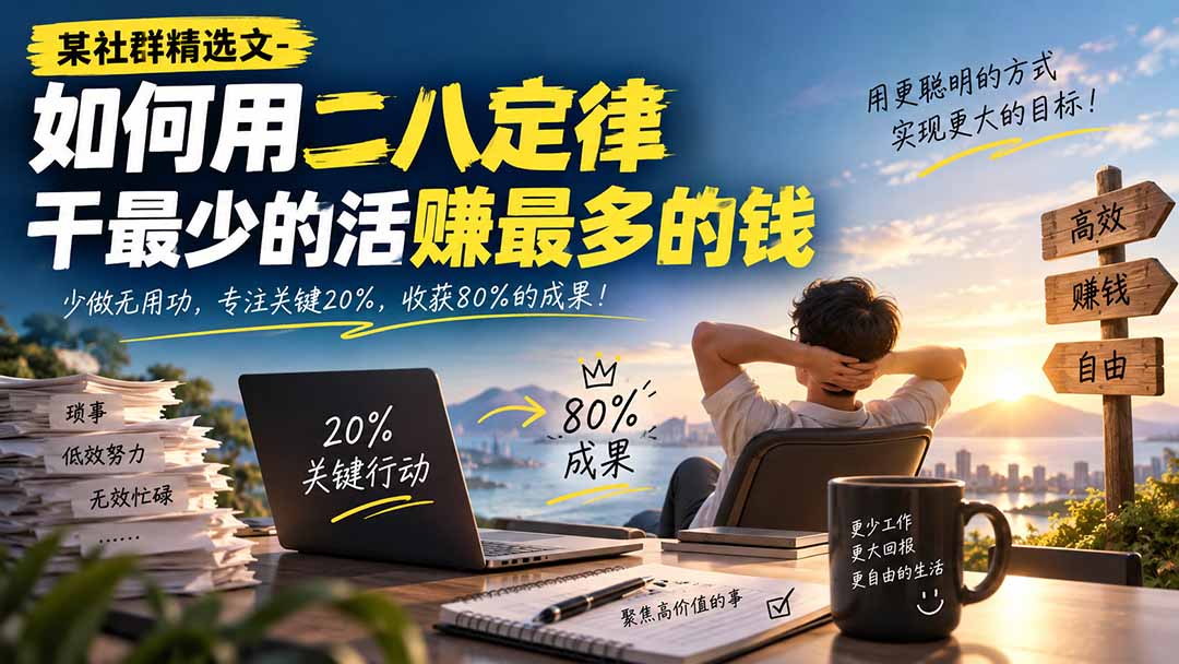 某社群精选文-如何用二八定律干最少的活赚最多的钱 - 寻创社
