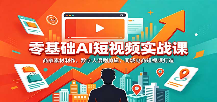 零基础AI短视频实战课：商家素材制作，数字人漫剧剪辑，同城电商短视频打造 - 寻创社