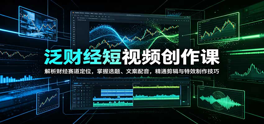 泛财经短视频创作课：解析财经赛道定位，掌握选题、文案配音，精通剪辑与特效制作技巧 - 寻创社