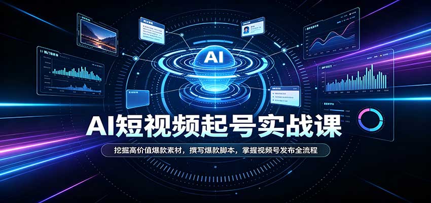 短视频AI起号实战课：挖掘高价值爆款素材，撰写爆款脚本，掌握视频号发布全流程 - 寻创社