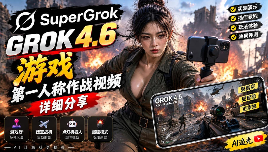 Grok 4.6也能做游戏？第一人称作战视频实测｜玩法详细讲解 - 寻创社