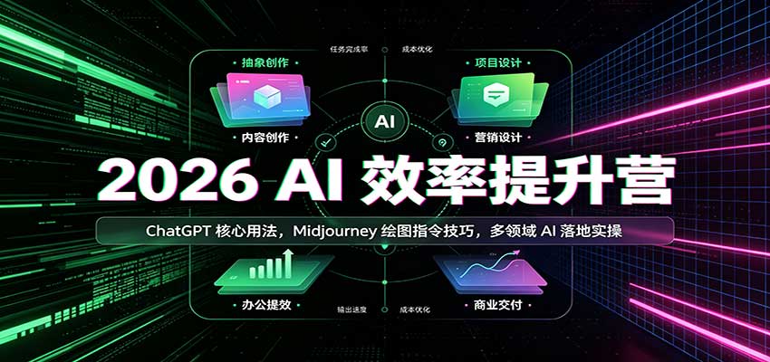 2026 AI效率提升营：ChatGPT核心用法，Midjourney绘图指令技巧，多领域AI落地实操 - 寻创社