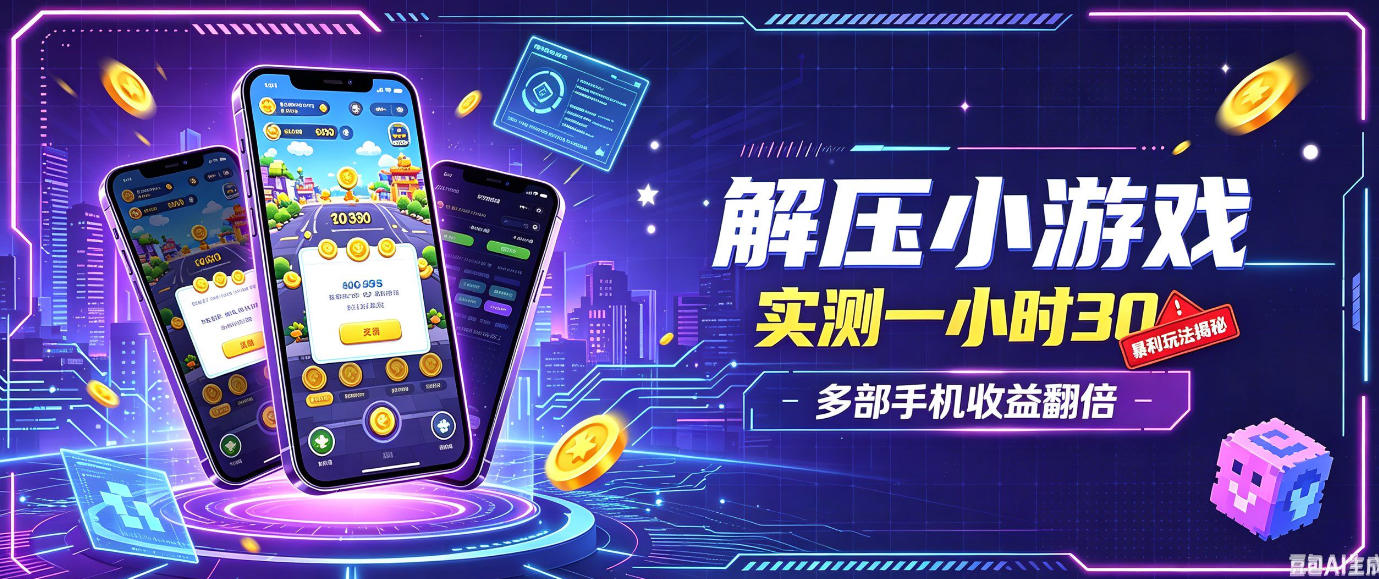 小游戏全流程玩法，实测一小时搞30，简单无脑解压，当天做当天就能看到进账，直接冲就行【揭秘】 - 寻创社