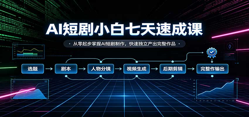 AI短剧小白七天速成课：从零起步掌握AI短剧制作，快速独立产出完整作品 - 寻创社