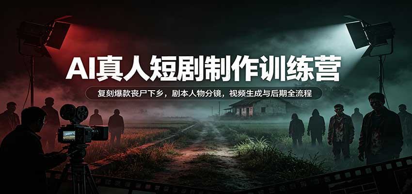 AI真人短剧制作训练营：复刻爆款丧尸下乡，剧本人物分镜，视频生成与后期全流程 - 寻创社