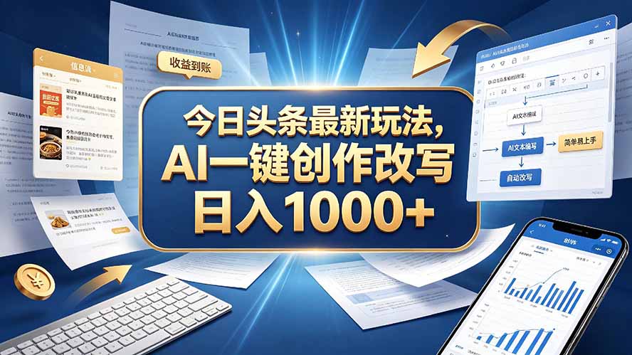 今日头条最新玩法，AI 一键创作改写，简单易上手，轻松日入 1000 + - 寻创社