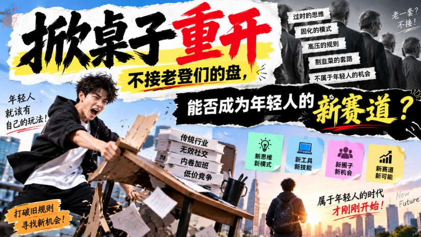 某公众号付费文章：掀桌子重开，不接老登们的盘，能否成为年轻人的新赛道？ - 寻创社