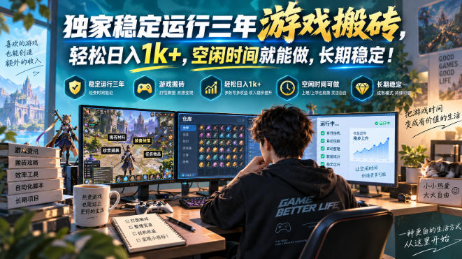 独家稳定运行三年游戏搬砖，轻松日入1k+，空闲时间就能做，长期稳定！【揭秘】 - 寻创社