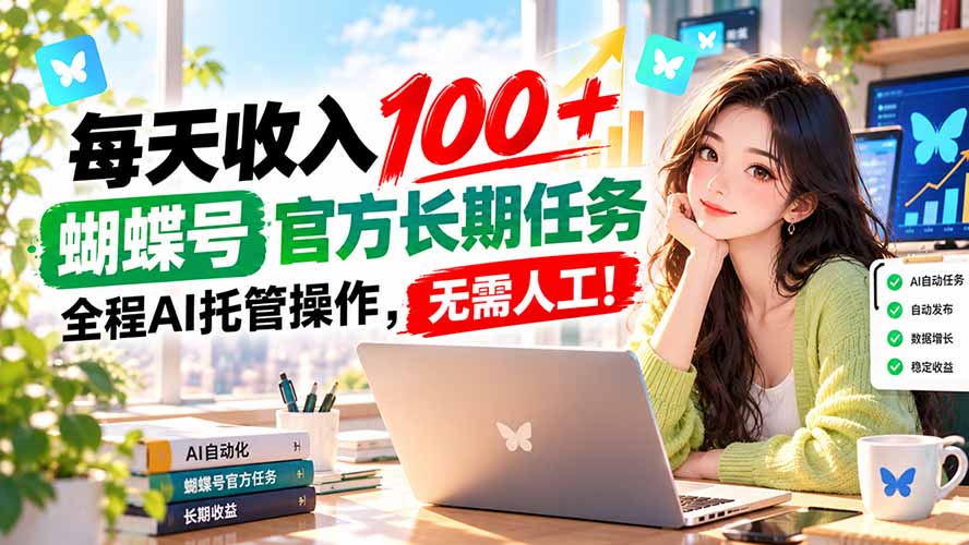 每天收入100＋， 蝴蝶号官方长期任务， 全程ai托管操作，无需人工！ - 寻创社