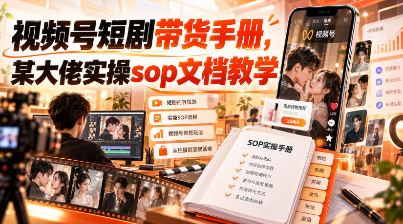视频号短剧带货手册，某大佬实操sop文档教学 - 寻创社