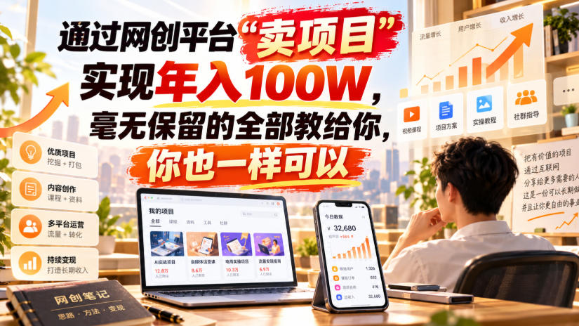 通过网创平台“卖项目”实现年入100W，毫无保留的全部教给你，你也一样可以！【揭秘】 - 寻创社