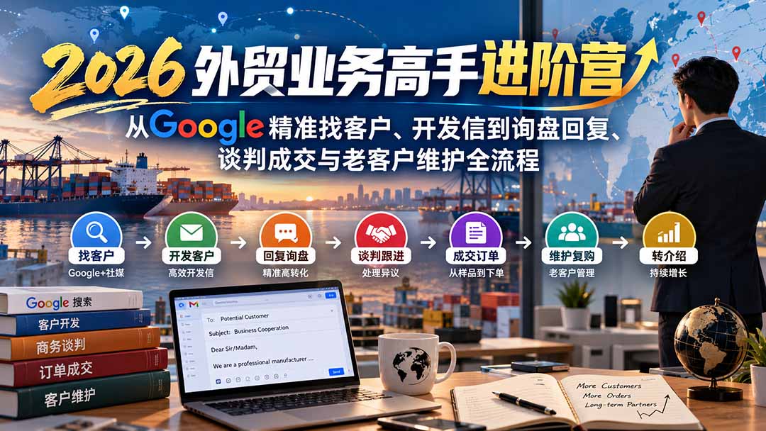 2026外贸业务高手进阶营：从Google精准找客户、开发信到询盘回复、谈判成交与老客户维护全流程 - 寻创社