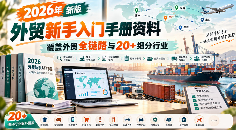 2026年新版外贸新手入门手册资料，覆盖外贸全链路与20+细分行业 - 寻创社