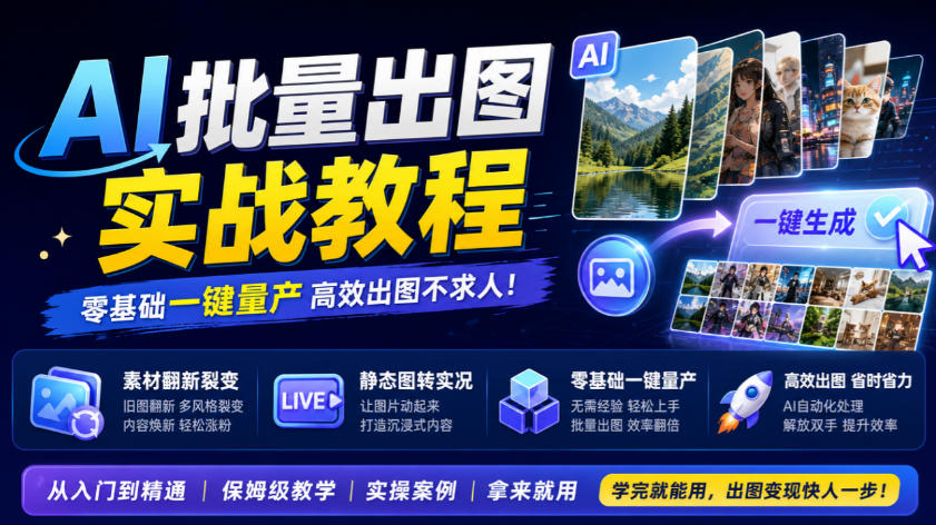AI批量出图实战教程，素材翻新裂变，静态图转实况，零基础一键量产 - 寻创社