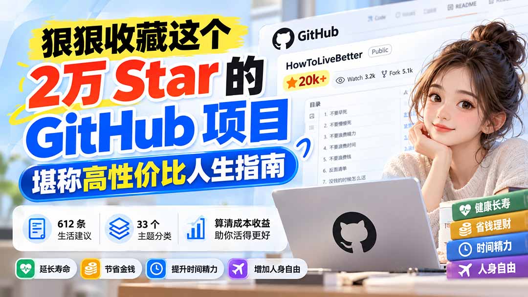 狠狠收藏这个 2 万 Star 的 GitHub 项目，堪称高性价比人生指南。 - 寻创社