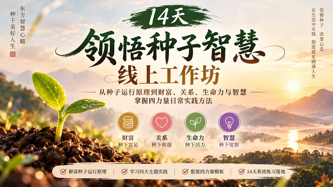 14天领悟种子智慧线上工作坊｜从种子运行原理到财富、关系、生命力与智慧，掌握四力量日常实践方法 - 寻创社