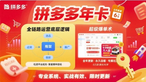 拼多多年卡，拼多多全链路运营底层逻辑，超级爆单术【更新26年10月】 - 寻创社