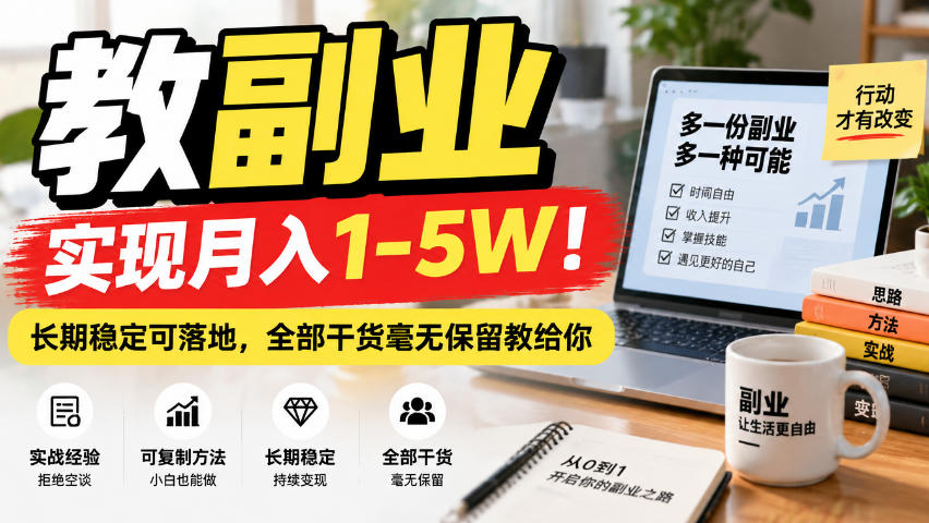 “教副业”实现月入1-5W！长期稳定可落地，全部干货毫无保留教给你【揭秘】 - 寻创社