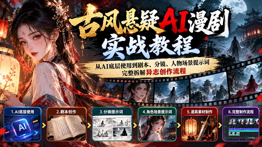 古风悬疑AI漫剧实战教程：从AI底层使用到剧本、分镜、人物场景提示词，完整拆解异志创作流程 - 寻创社