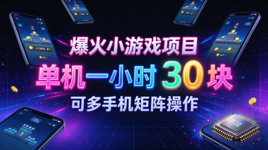 爆火小游戏撸金项目，实测单机一小时30+，可多手机矩阵操作，新手看完一遍就能上手【揭秘】 - 寻创社