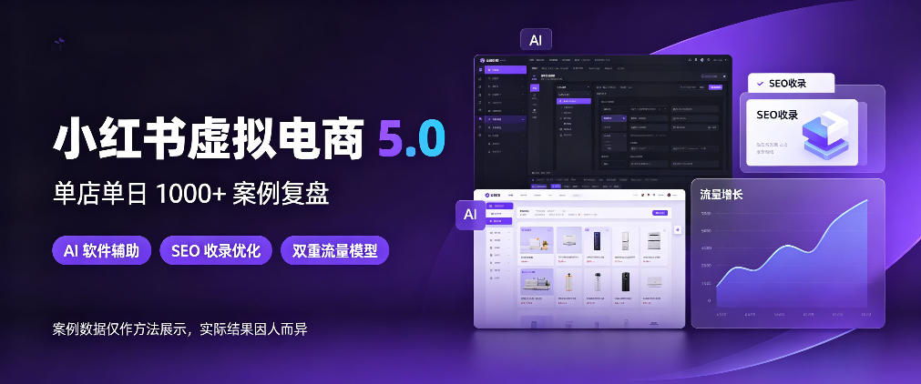 小红书虚拟电商5.0，单店单日1000+，AI软件+SEO收录，双重流量稳定出单【揭秘】 - 寻创社