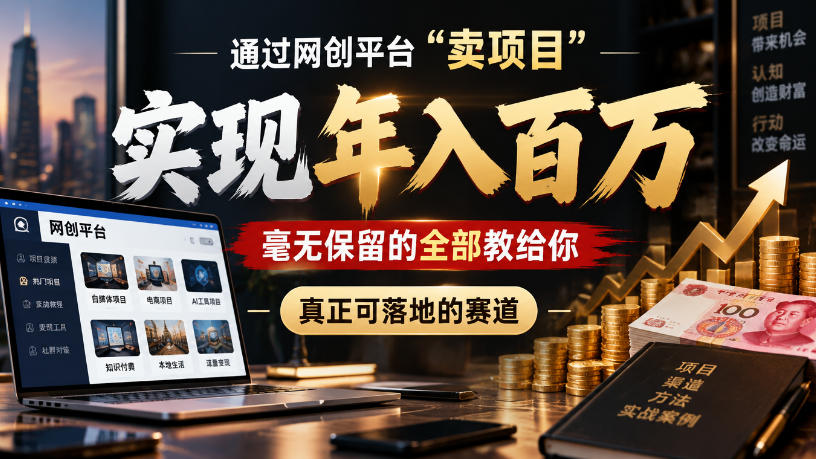 通过网创平台“卖项目”实现年入100w，毫无保留的全部教给你，真正可落地的赛道【揭秘】 - 寻创社